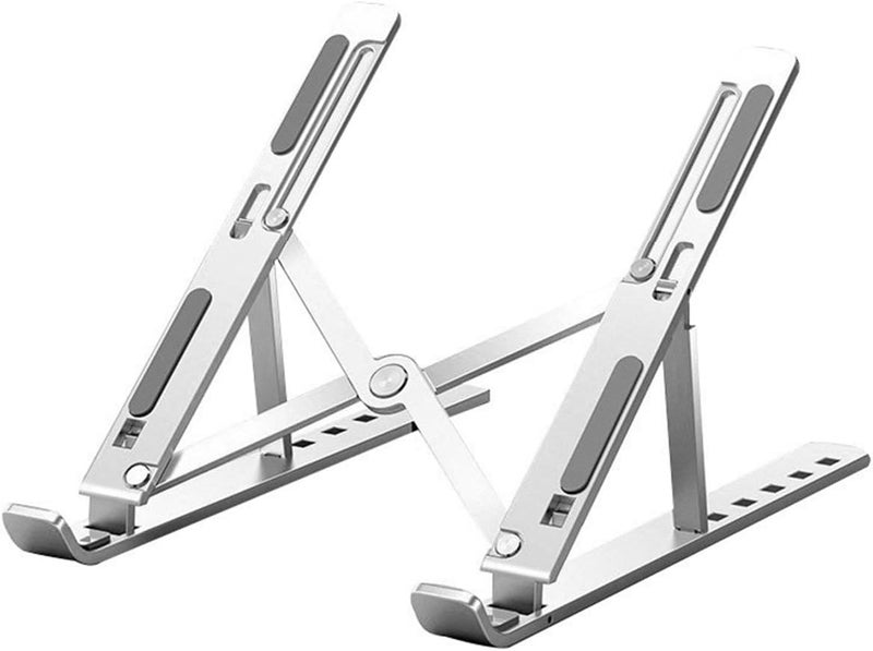 ECVV Aluminum Laptop Stand For Desk, 6-Angles Adjustable Laptop Riser Ergonomic Foldable Notebook Stand Compatible With Laptops And Ipad Up To 15" - Image 1