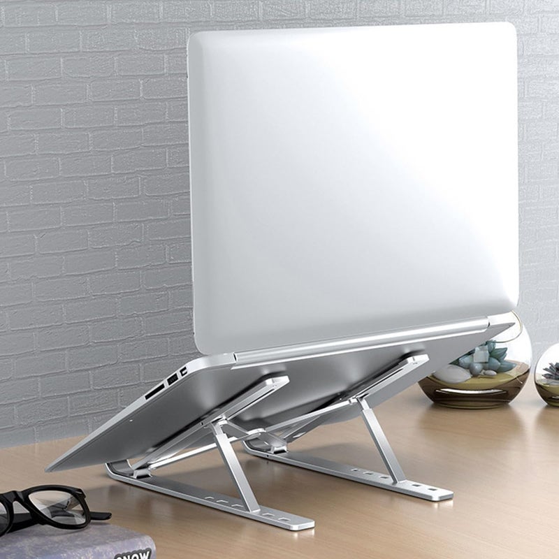 ECVV Aluminum Laptop Stand For Desk, 6-Angles Adjustable Laptop Riser Ergonomic Foldable Notebook Stand Compatible With Laptops And Ipad Up To 15" - Image 2