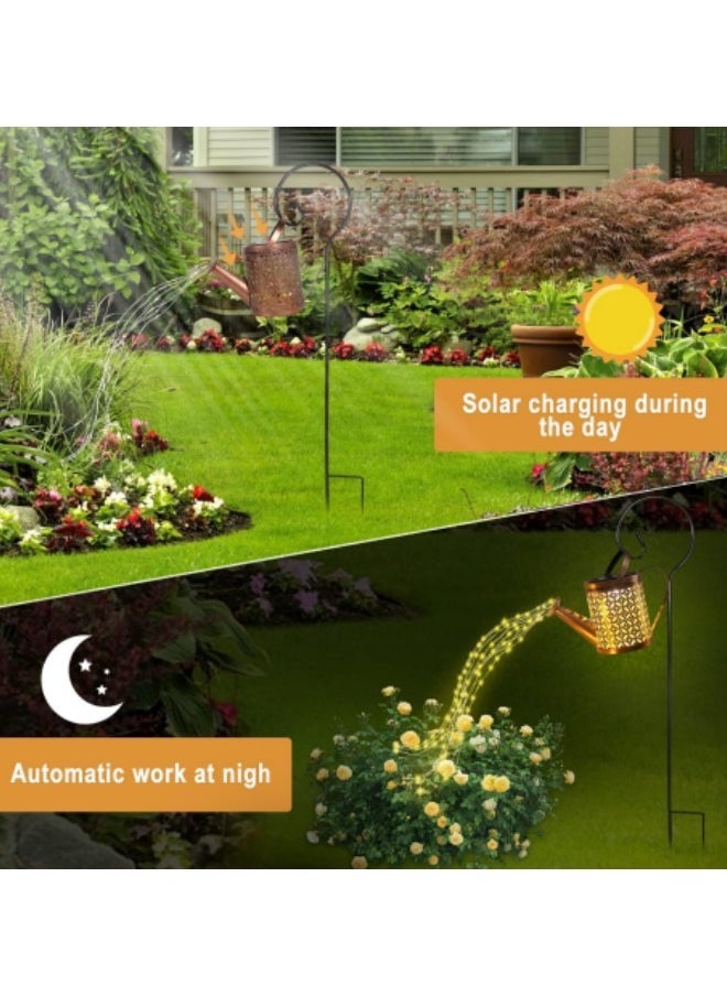 GGEROU Solar Watering Can Lights, Waterfall Lights Waterproof Solar Garden Light Diya Diwali Light,Auto Light Up At Dark ,LED Garden Shower Lights  - Image 3