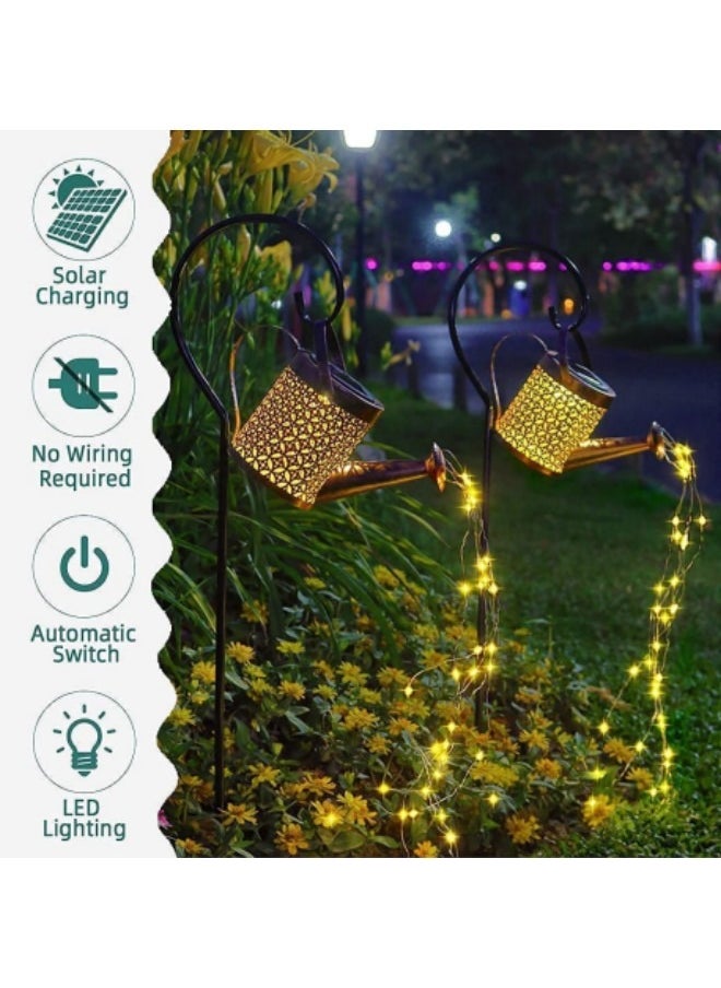 GGEROU Solar Watering Can Lights, Waterfall Lights Waterproof Solar Garden Light Diya Diwali Light,Auto Light Up At Dark ,LED Garden Shower Lights  - Image 2