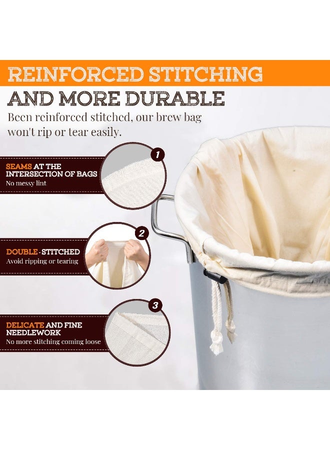 SCENGCLOS Brew Bag, 26" x 22", 2 Pack, 100% Unbleached Cotton Bag for Homebrewing, Fine Cheesecloth Bag for Fruit/Cider/Wine/Beer, Reusable Drawstring Straining - Image 3
