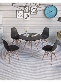 Taimi 5-Piece Dining Set Compact Mid-Century Modern Table And 4 Chair Set for Home Black  - Image 2