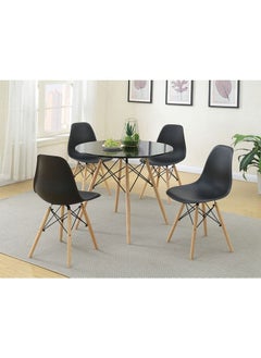 Taimi 5-Piece Dining Set Compact Mid-Century Modern Table And 4 Chair Set for Home Black  - Image 3