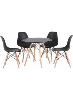 Taimi 5-Piece Dining Set Compact Mid-Century Modern Table And 4 Chair Set for Home Black  - Image 5