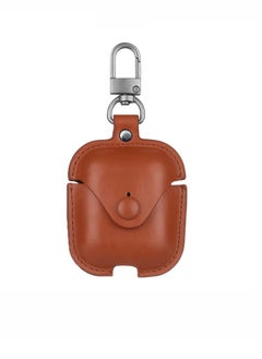 DIGI CORE Airpods Leather Case Cover For Apple Airpods 2 Case Protective Case With Hook For Airpods 2nd Generation Case Brown 
