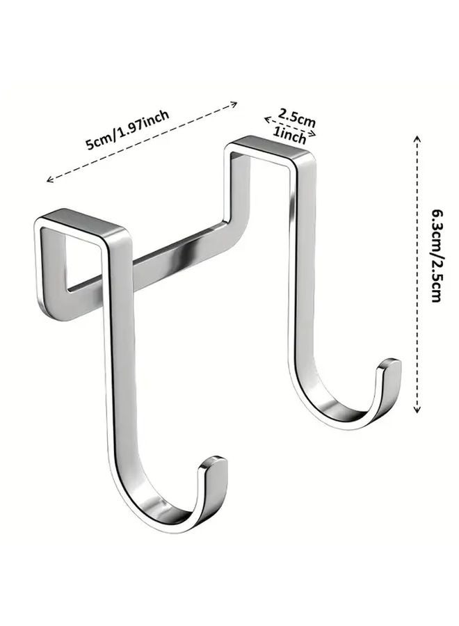 Heavy Duty Stainless Steel Over Door Hook No Drill Installation Space Saving Organizer For Kitchen Bathroom Wardrobe - Image 4