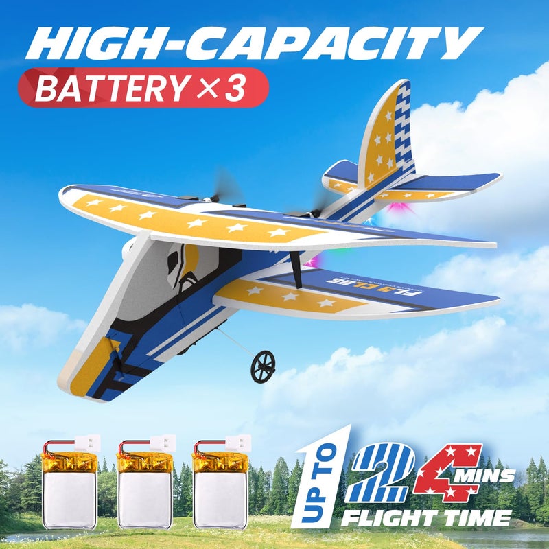 DEERC RC Plane, 2.4GHZ Remote Control Airplane W/ 3 Batteries & 6-axis Gyro Stabilizer, 2CH RTF RC Glider Toy for Beginners Kids Boys Girls Adults - Image 3