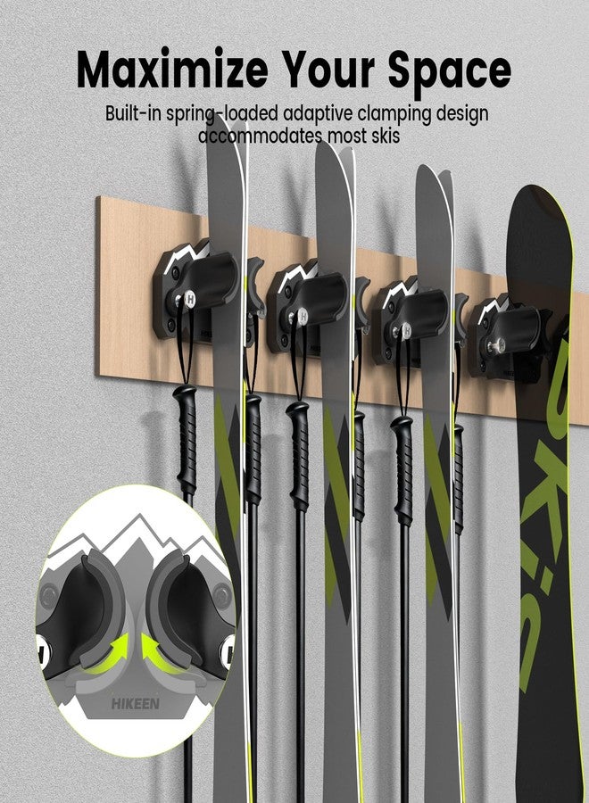 Hikeen Ski & Snowboard Wall Mount,Fits Any Ski or Snowboard, Ski Wall Rack Non-Slip Storage for Garage Organization,Space-Saving Winter Gear Organizer,2 Pack - Image 3