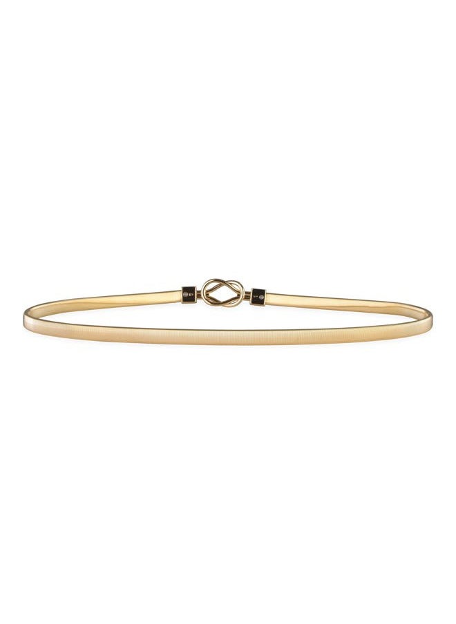 BlackButterfly Metallic Elastic Stretchy Chain Belt (Gold/Round Interlock, S)  - Image 2