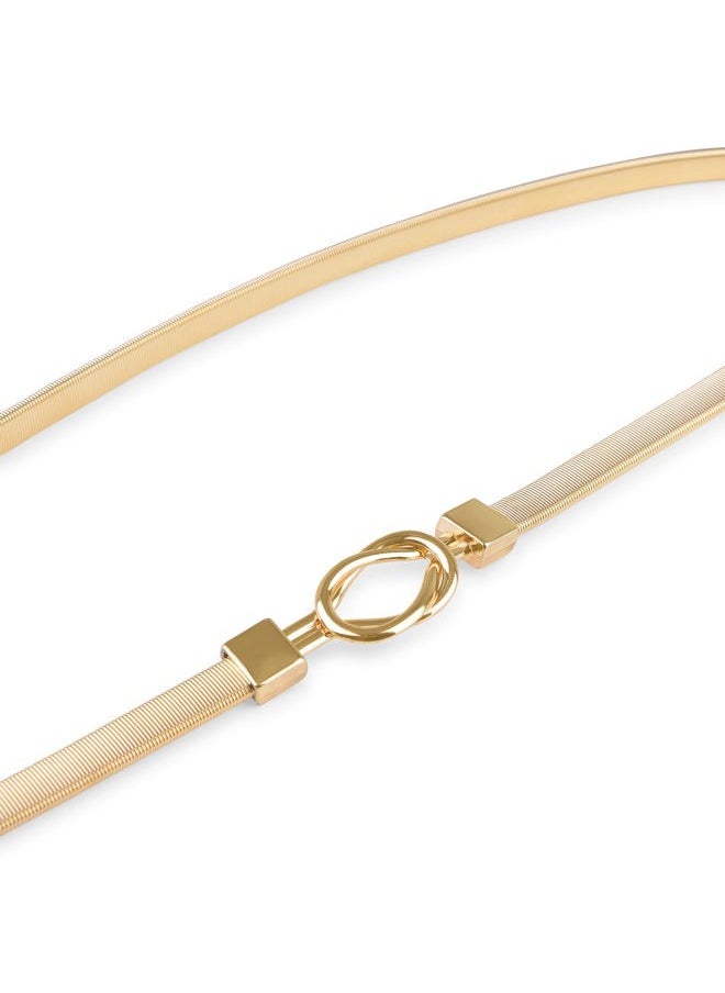 BlackButterfly Metallic Elastic Stretchy Chain Belt (Gold/Round Interlock, S)  - Image 3