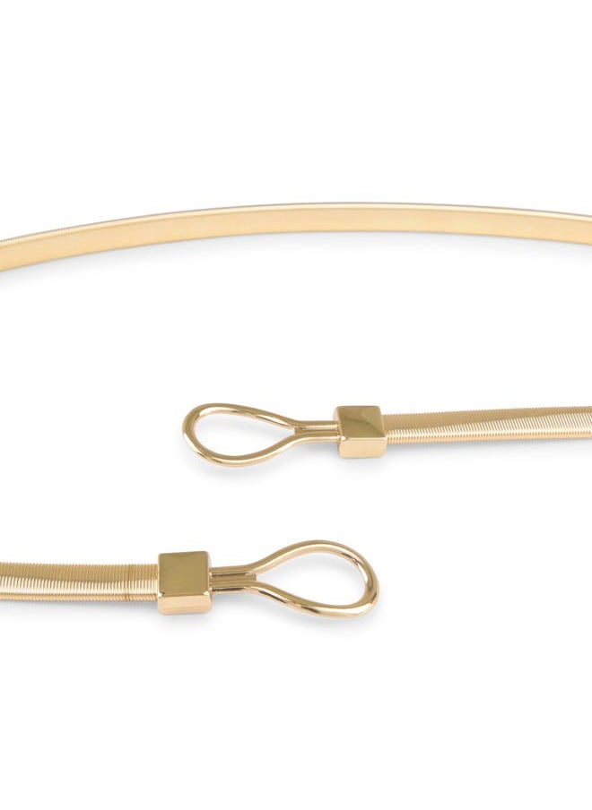 BlackButterfly Metallic Elastic Stretchy Chain Belt (Gold/Round Interlock, S)  - Image 4