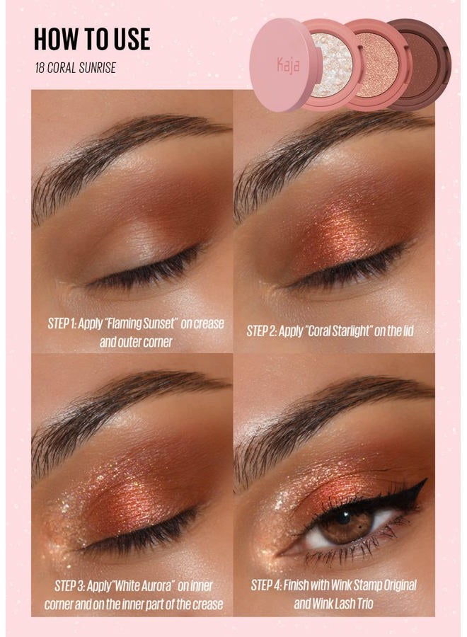 KAJA Beauty Bento Collection | Mosaic chrome + Shimmer + Matte | 18 Coral Sunrise - Coral Peach | 2019 Best of Beauty Award in Glitter-Pressed Category - Image 3
