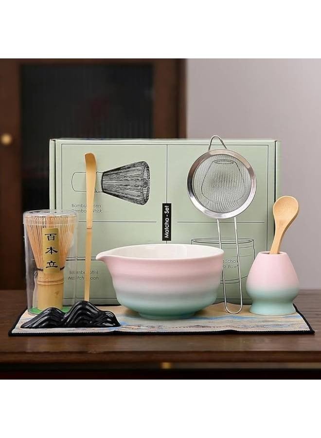 جفكام مجموعة خفاقة ماتشا - وعاء ماتشا وخفاقة ماتشا من الخيزران ومغرفة وملعقة ومنخل وحامل خفاقة، مجموعة مثالية للمبتدئين من 8 قطع لحفلات شاي الماتشا (متدرج) - Image 2