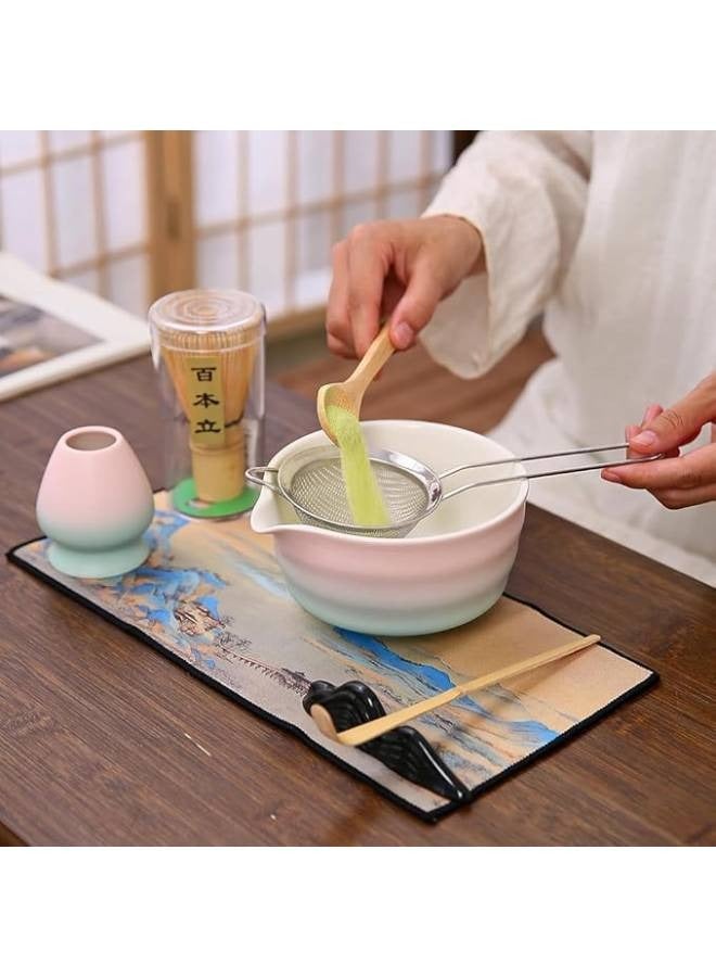 جفكام مجموعة خفاقة ماتشا - وعاء ماتشا وخفاقة ماتشا من الخيزران ومغرفة وملعقة ومنخل وحامل خفاقة، مجموعة مثالية للمبتدئين من 8 قطع لحفلات شاي الماتشا (متدرج) - Image 4