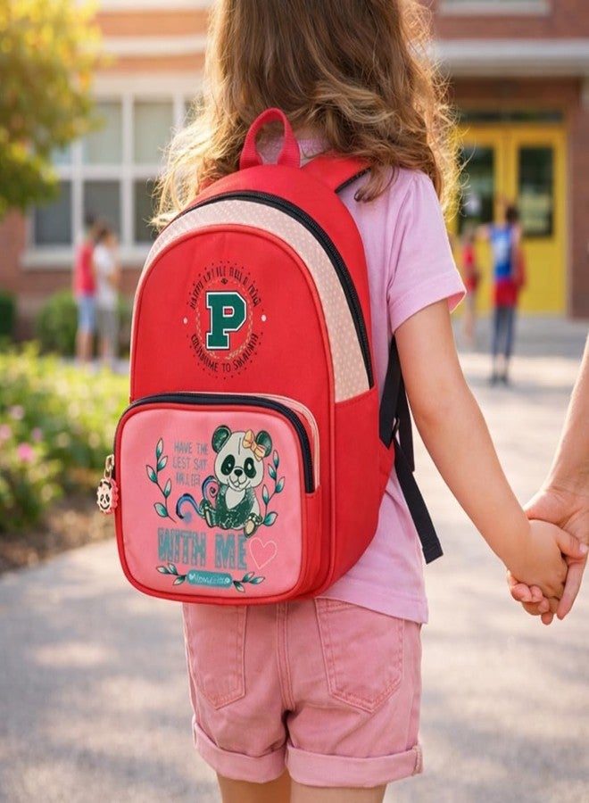 QIPS 10 Inch Toddler Backpack for Boys & Girls - Lightweight Preschool Bag for Nursery, Playgroup & Montessori - Cartoon Print, Soft Polyester, Adjustable Straps (Pink) - Image 2
