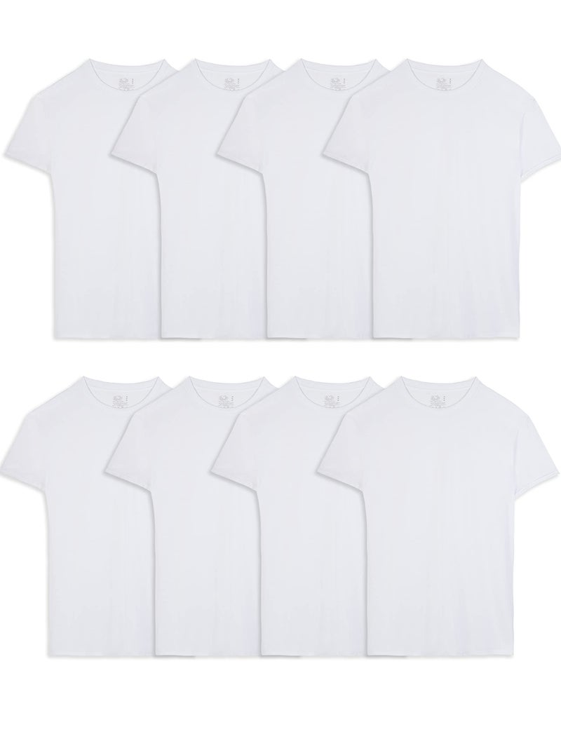 Fruit of the Loom Men's Undershirts, Moisture Wicking & Tag Free, Short Sleeve Crew T-Shirts, White-8 Pack, Medium