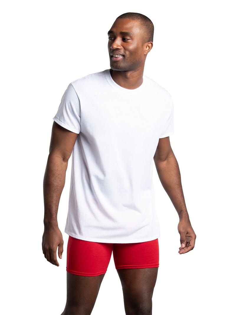 Fruit of the Loom Men's Undershirts, Moisture Wicking & Tag Free, Short Sleeve Crew T-Shirts, White-8 Pack, Medium