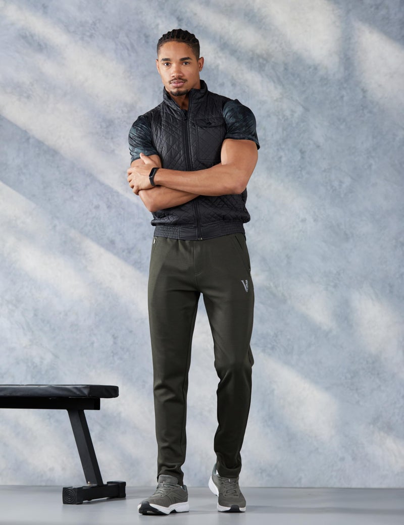 Van Heusen Men Athleisure Smart Tech Regular Fit Trackpants - Easy Stain Release, Anti Stat, Ultra Soft_50051_Moss Green_M - Image 2