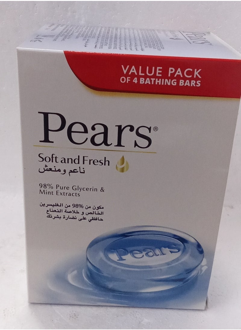 Pears 4 pieces of soft and refreshing soap with mint extract for skin glasses, 4 x 125 g  - Image 2