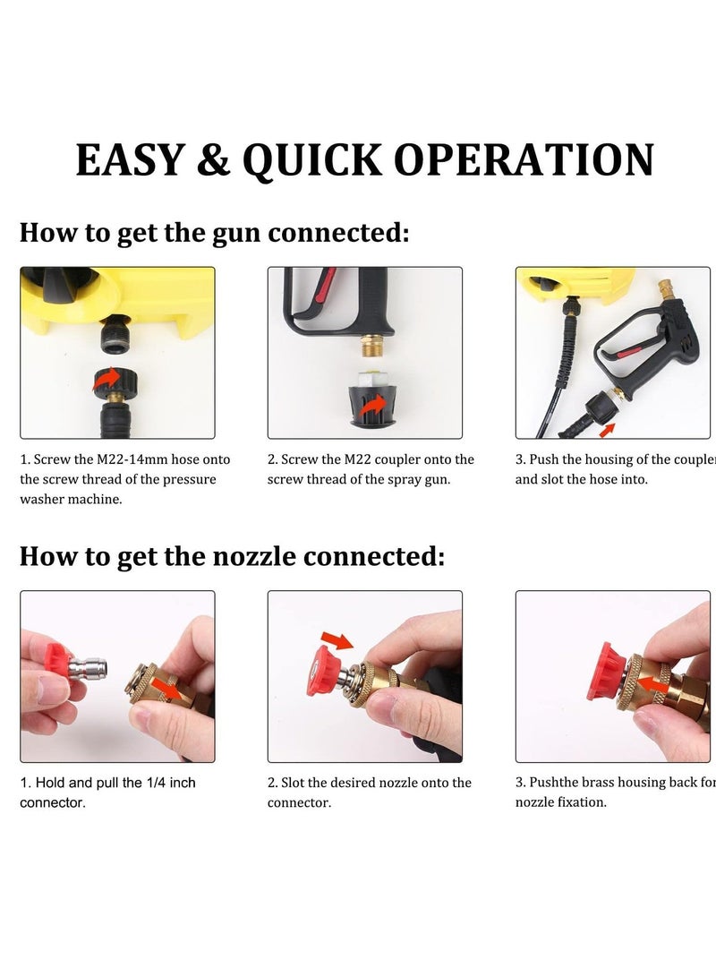 ALASAMCO 4000 PSI Pressure Washer Gun with 5 Interchangeable Spray Nozzles, Jet Washing Gun with 1/4 Inch Quick Connection and M22 Coupling - Image 5