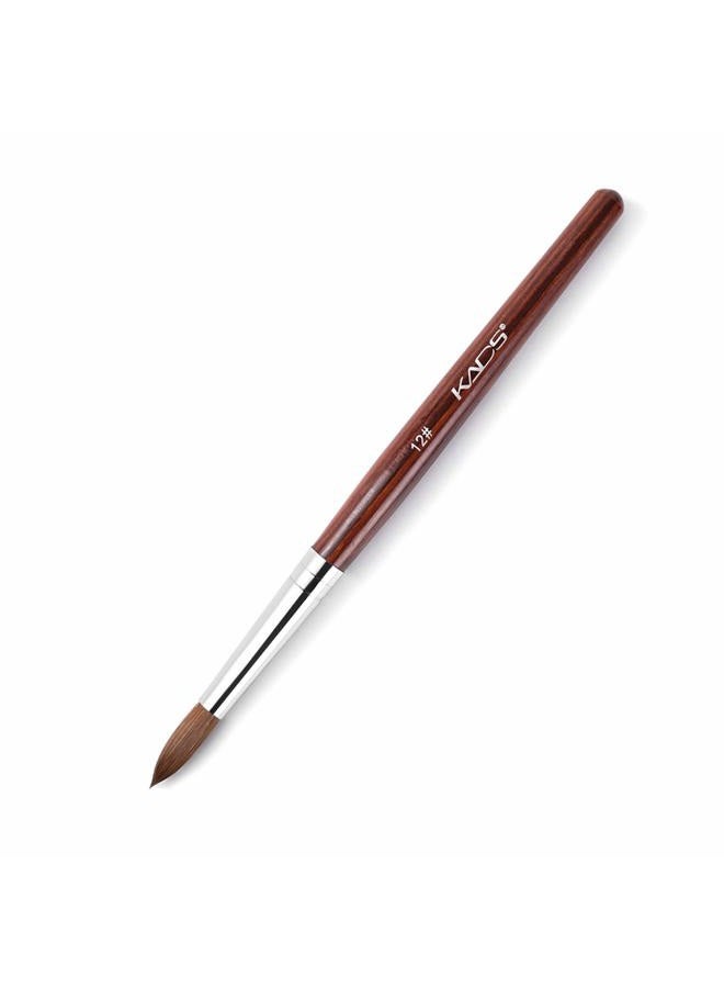 KADS 100% Kolinsky Sable Acrylic Nail Art Brush Red Wood Pen Nail Brush Size 12# 14# 16# 18# 20# Nail Art Manicure Tool Set (size12) - Image 1