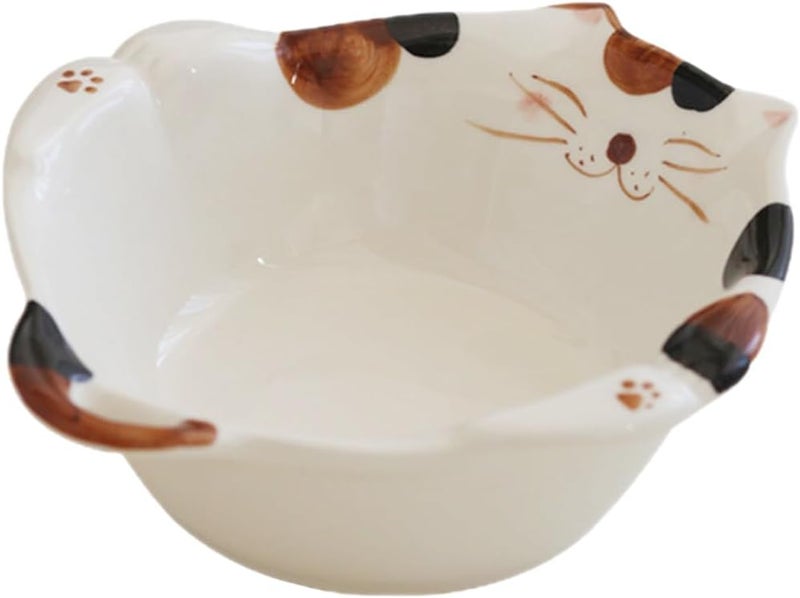 Cabilock Ramen Bowl Japanese Cat Bowl Porcelain Soup Oatmeal Cereal Stew Dessert Bowl Salad Pasta Rice Yoghurt Condiments Side Dishes Dip Ramen Noodle Plate Snack Container - Image 1
