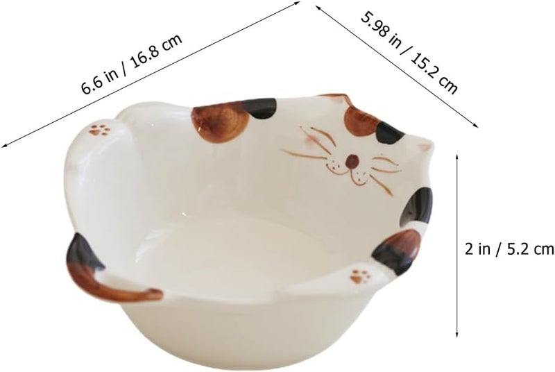 Cabilock Ramen Bowl Japanese Cat Bowl Porcelain Soup Oatmeal Cereal Stew Dessert Bowl Salad Pasta Rice Yoghurt Condiments Side Dishes Dip Ramen Noodle Plate Snack Container - Image 4