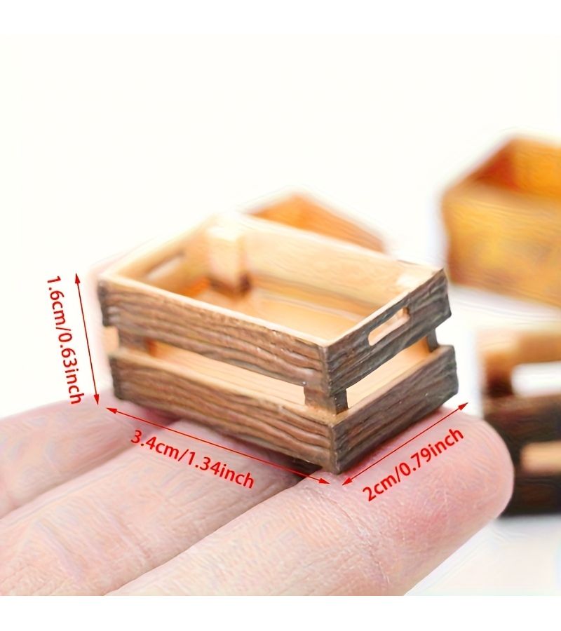 Dollhouse Storage Basket Small Box Two Pieces Miniature DIY Accessories Scene Decorative Ornaments Photography Props Landscape Handicrafts Holiday Gift Model Collectibles - Image 2