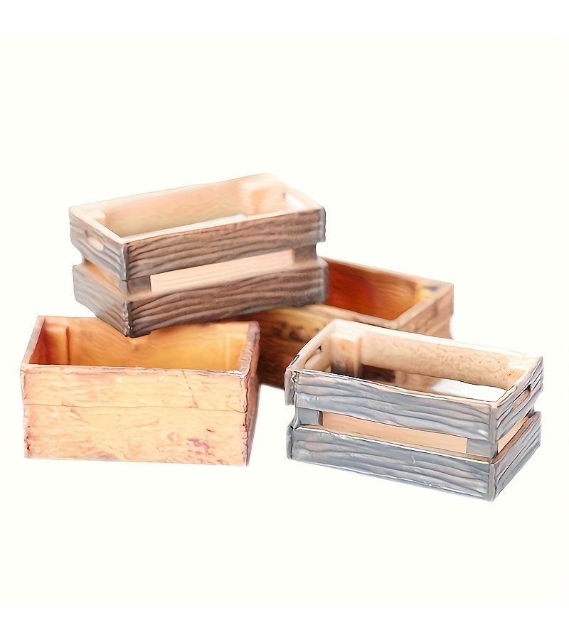 Dollhouse Storage Basket Small Box Two Pieces Miniature DIY Accessories Scene Decorative Ornaments Photography Props Landscape Handicrafts Holiday Gift Model Collectibles - Image 1