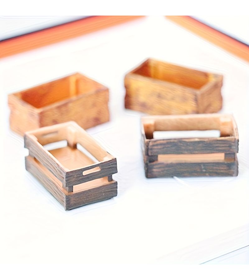 Dollhouse Storage Basket Small Box Two Pieces Miniature DIY Accessories Scene Decorative Ornaments Photography Props Landscape Handicrafts Holiday Gift Model Collectibles - Image 4