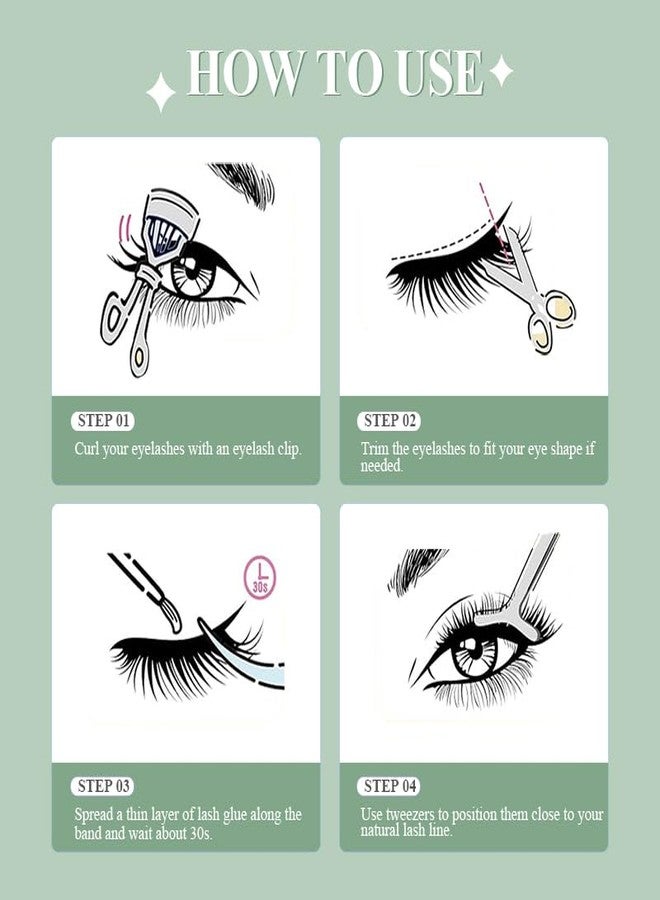 Natuhana Color False Eyelashes 3D Individual Green Colored Lash Clusters Fluffy Makeup Eye Lash Extension - Image 5