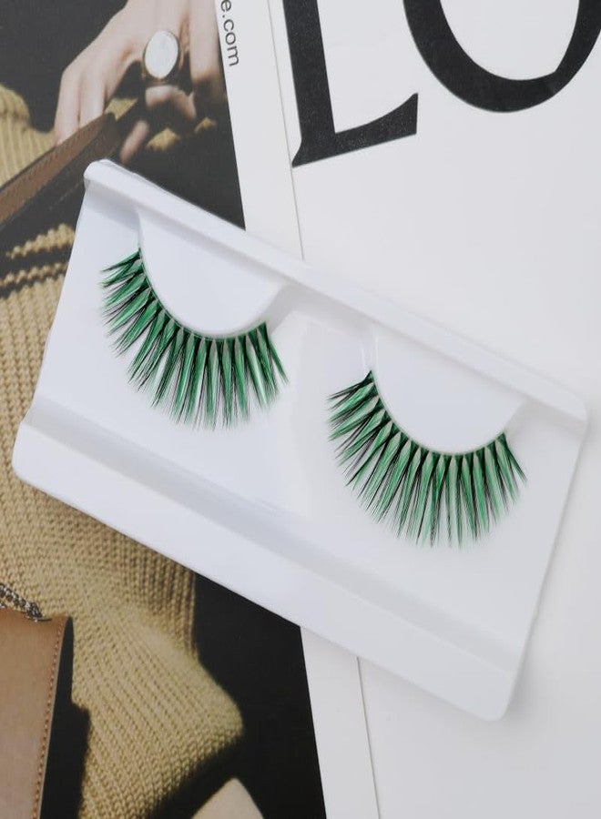 Natuhana Color False Eyelashes 3D Individual Green Colored Lash Clusters Fluffy Makeup Eye Lash Extension - Image 2