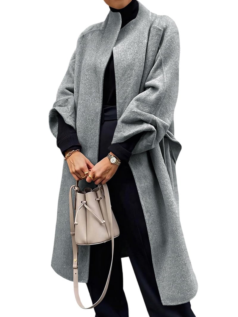 Cicy Bell Womens Long Pea Coats Oversized Wrap Wool Blend Trench Coats Winter Open Front Cardigan Overcoats - Image 1