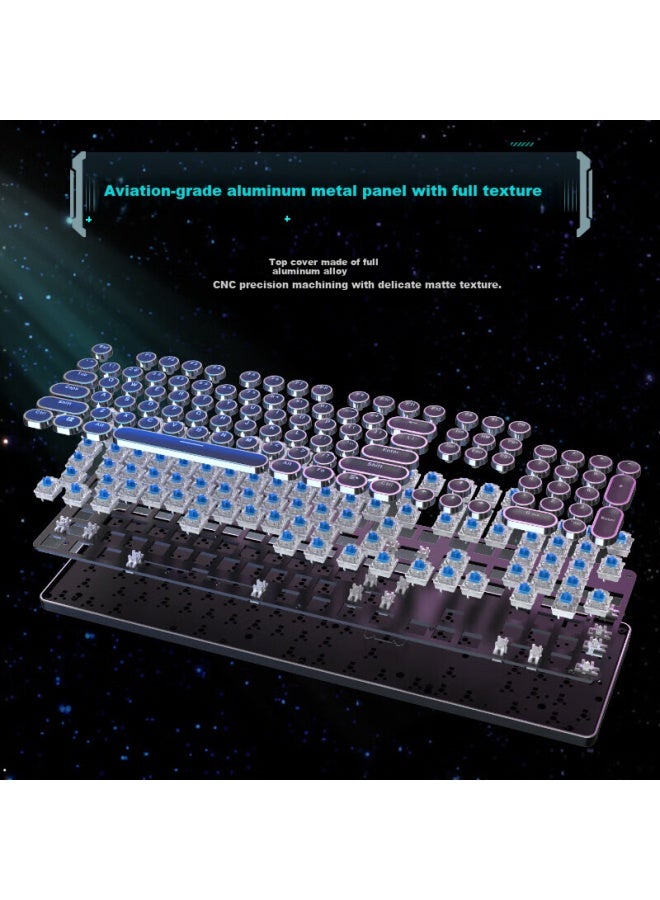 Eweadn Tk950 Wireless Bluetooth Punk Mechanical Keyboard Wired Tri-mode Office Gaming Universal Computer Laptop Esports Black Switch Retro Peripheral 104 Keys White White Backlight - Image 2