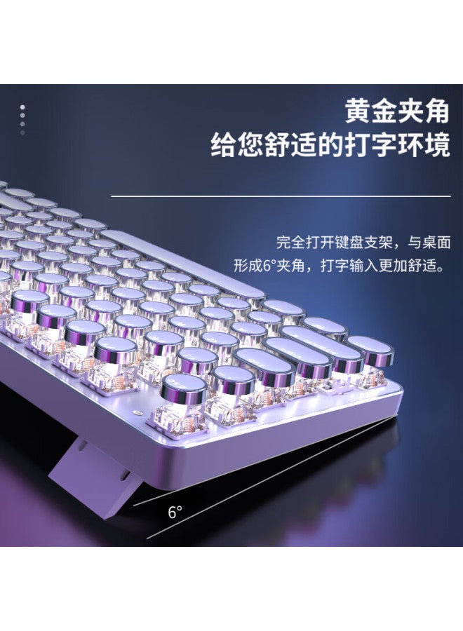 Eweadn Tk950 Wireless Bluetooth Punk Mechanical Keyboard Wired Tri-mode Office Gaming Universal Computer Laptop Esports Black Switch Retro Peripheral 104 Keys White White Backlight - Image 3