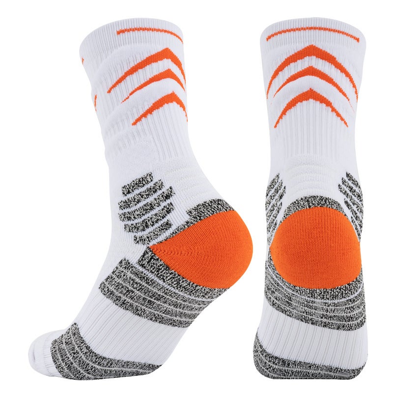 Generic Adult Professional Practical Basketball Socks Towel Bottom High Barrel Sports Elite Men and Women High Top Long Barrel Socks Orange - Image 1
