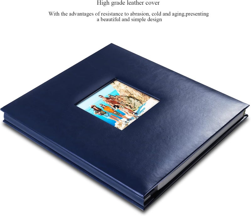 1DOT2 Photo Album Self Adhesive Pages, Leather Cover Albums with 60 Sticky Pages, Scrapbook Albums for Christmas, Wedding, Birthday Baby Gifts Hold 3X5, 4X6, 5X7, 6X8, 8X10 Photos Album Blue - Image 2