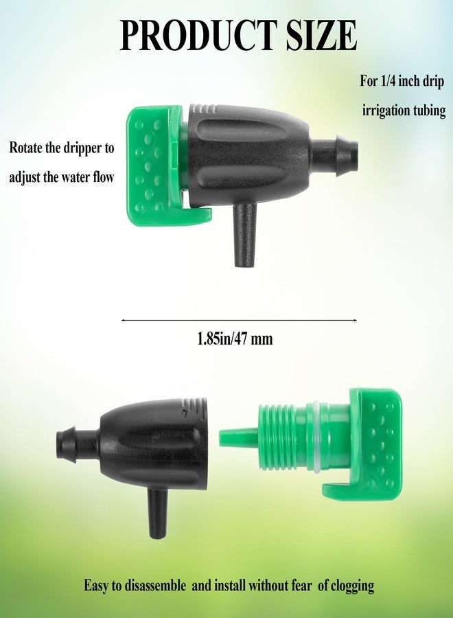 FULAIERGD 50 Pcs Adjustable Water Flow Irrigation Dripper, 360 Degree Rotatable Drip Emitters Irrigation System Drippers for 1/4 Inch Tubing Watering Dripper for Garden Lawn Plants Succulents Flower Irrigation - Image 2