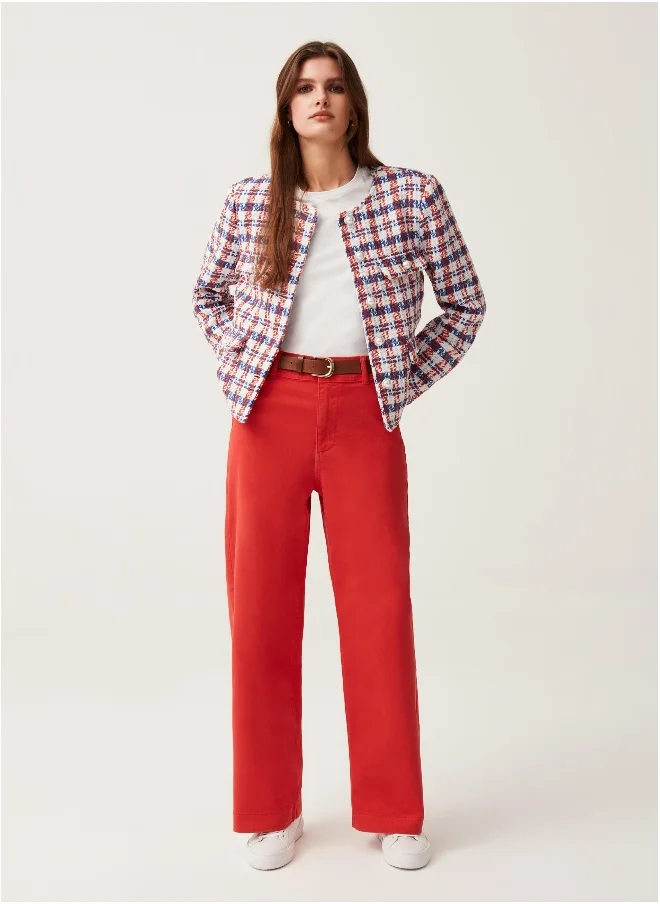 او في اس Wide-leg trousers in stretch cotton