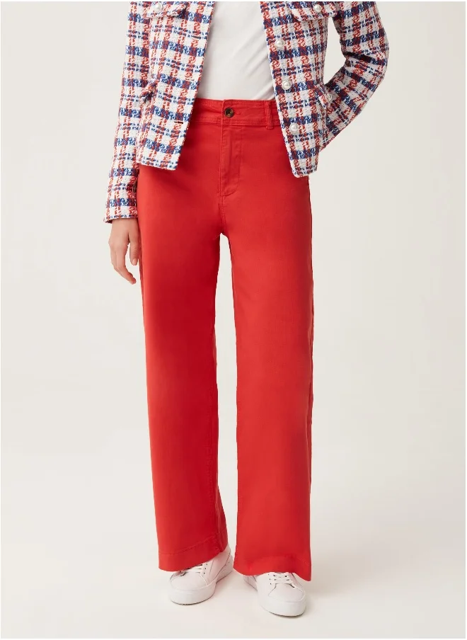 او في اس Wide-leg trousers in stretch cotton