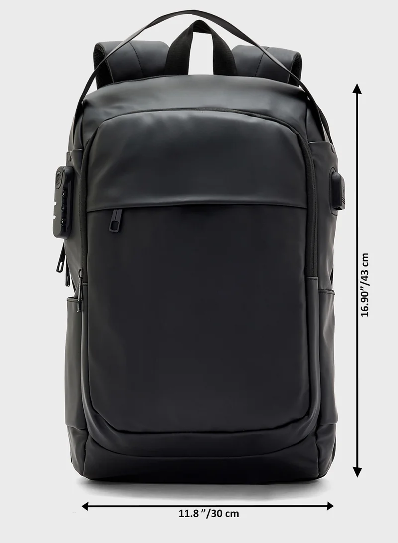 Robert Wood Padded Back Support Casual Backpack With Usb Port