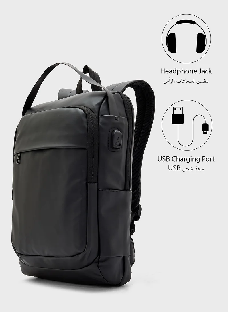 Robert Wood Padded Back Support Casual Backpack With Usb Port