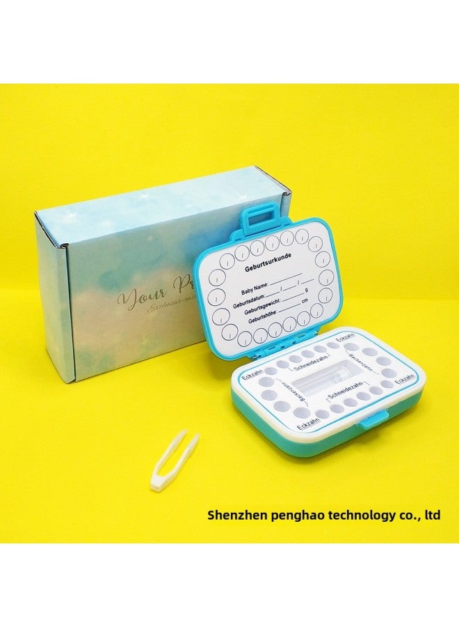 Blue Children's Deciduous Teeth Preservation Box Plastic Color Printing Baby Teeth Storage Box Fetal Hair Collection Preservation Commemorative Box De-Color:Pure Blue Without Pattern-Specifications:Blue Lining - Image 3