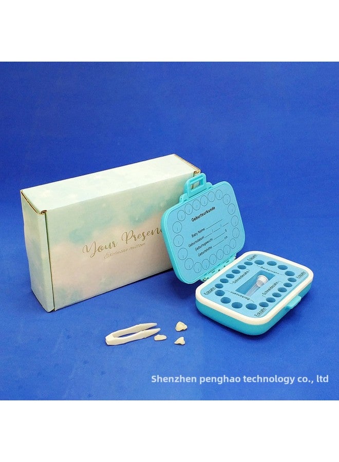 Blue Children's Deciduous Teeth Preservation Box Plastic Color Printing Baby Teeth Storage Box Fetal Hair Collection Preservation Commemorative Box De-Color:Pure Blue Without Pattern-Specifications:Blue Lining - Image 2