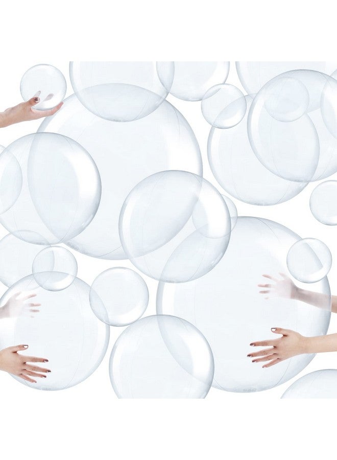 Sratte 20 قطعة كرة شاطئ شفافة قابلة للنفخ بأحجام متعددة من PVC الشفاف لحفلات السباحة للأطفال والكبار في الهواء الطلق صيفًا في هاواي لواو هدايا حفلات حمام السباحة ولعب الماء في الشاطئ كرات الرمل - Image 1