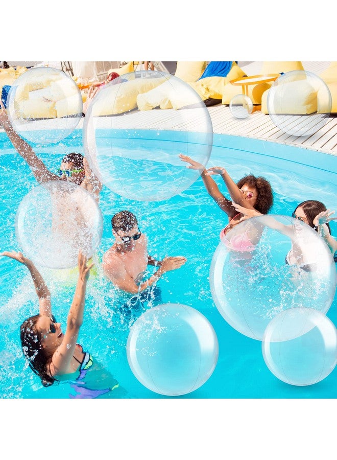 Sratte 20 قطعة كرة شاطئ شفافة قابلة للنفخ بأحجام متعددة من PVC الشفاف لحفلات السباحة للأطفال والكبار في الهواء الطلق صيفًا في هاواي لواو هدايا حفلات حمام السباحة ولعب الماء في الشاطئ كرات الرمل - Image 3