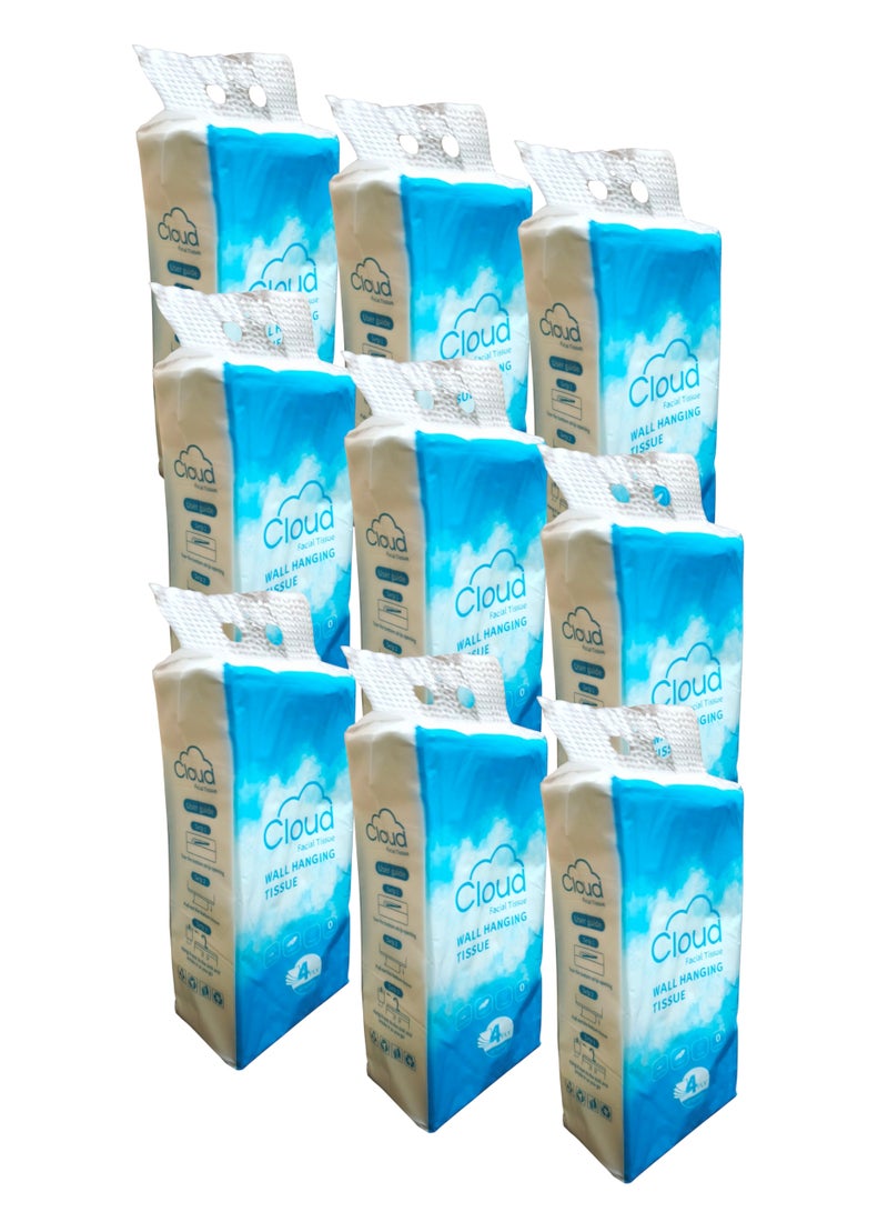 كلاود 9 عبوات من مناديل معلقة على الحائط مكونة من 4 طبقات تحتوي كل منها على 1200 منديل - Image 1