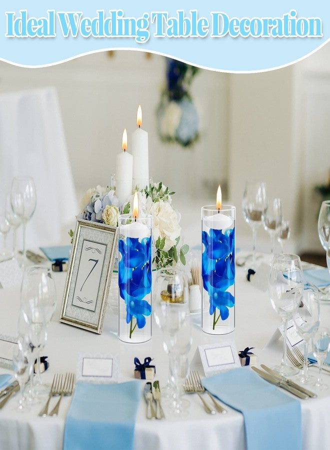Canlierr 16 Pieces Orchid Faux Flowers Floating Candles Centerpiece Wedding Table Centerpieces Vase Fillers Filling for Wedding Birthday Party Table Decorations (Sky Blue) - Image 5