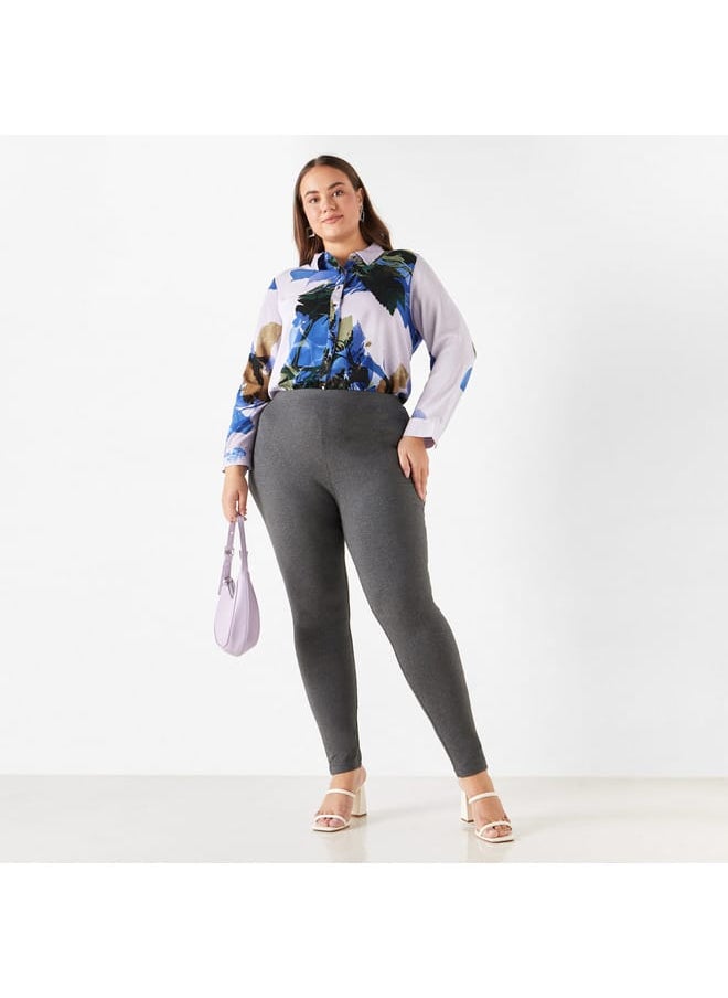Ulla Popken Plus Size Ulla Popken All-Over Print Shirt with Collar and Long Sleeves  - Image 2