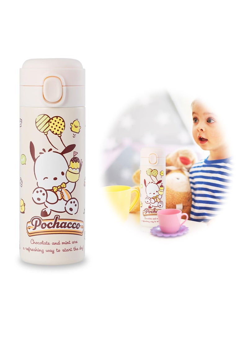 SYOSI - 1Pcs Cartoon Water Bottle Women Large Capacity Student Portable Thermos 304 Stainless Steel Kawaii Vacuum Cup Insulated Girl Gifts 420ML - Image 1